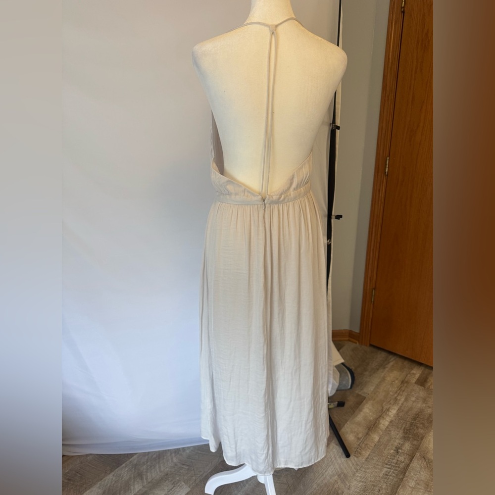 KIMCHI BLUE white lightweight lined short dress size small, string strap